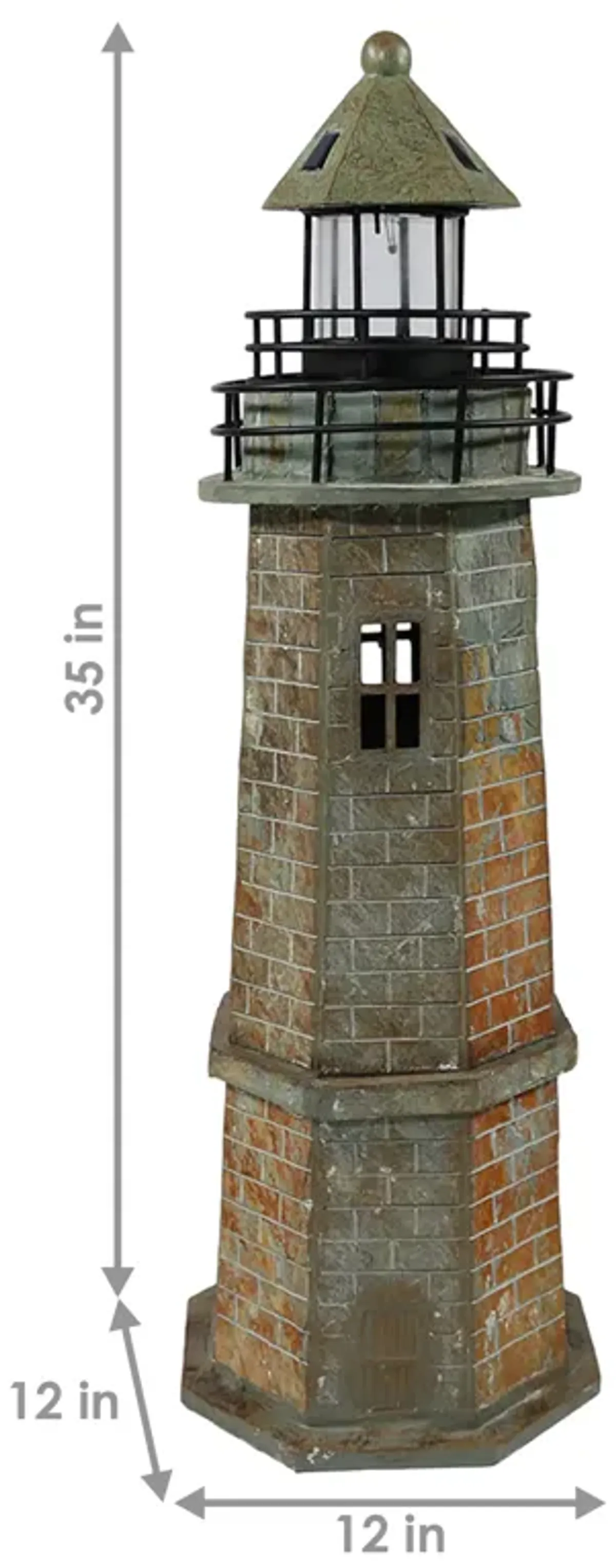 Sunnydaze 35 in Resin and Stone Solar LED Lighthouse Nautical Statue