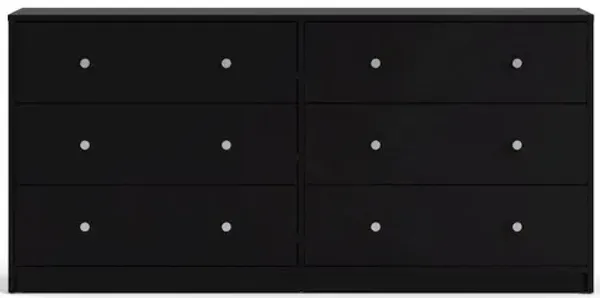 Tvilum Portland 6 Drawer Double Dresser, Black