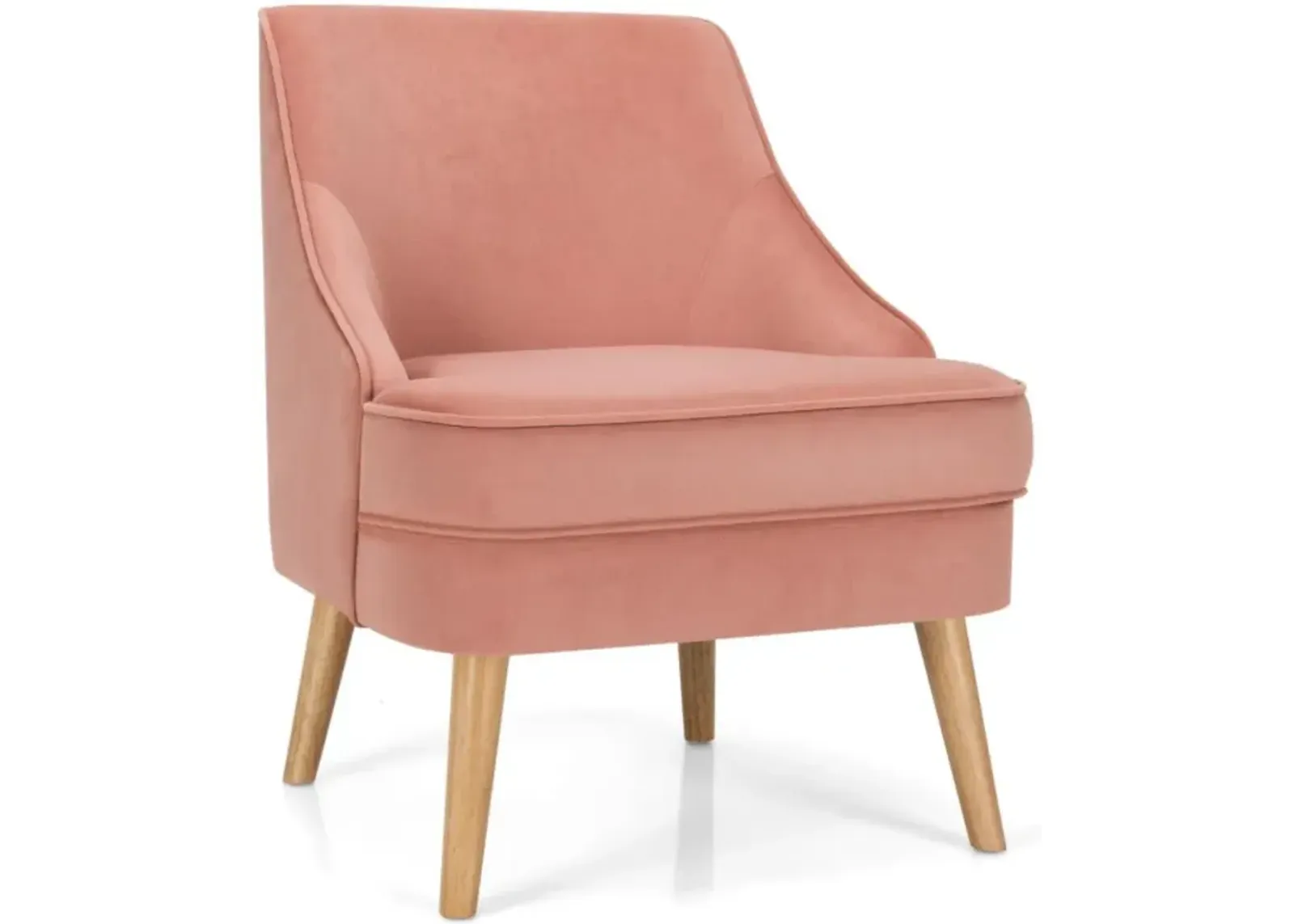 Hivvago Mid Century Velvet Accent Chair with Rubber Wood Legs for Bedroom