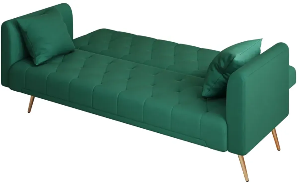 Merax Velvet Fabric Convertible Loveseat Sofa