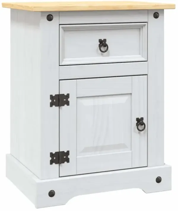 Bedside Cabinet White body and brown top Solid pine wood