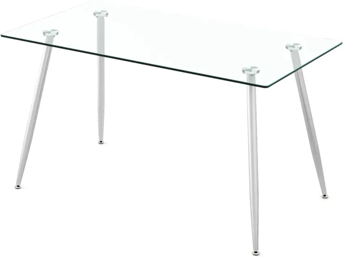 Glass Rectangular Dining Table with Metal Legs