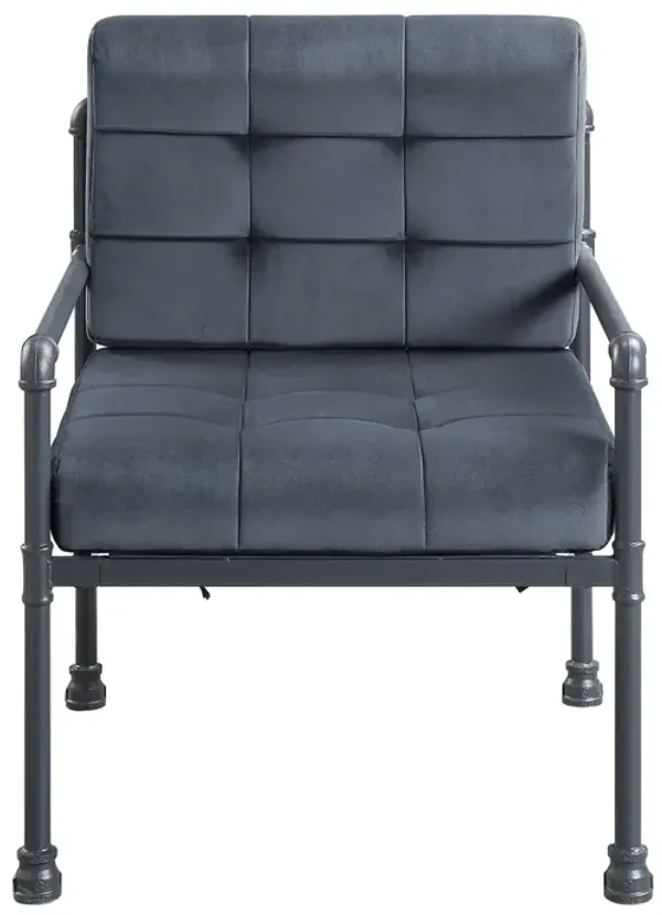 Velvet Upholstered Arm Chair with Sleek Steel Frame for Living Room
