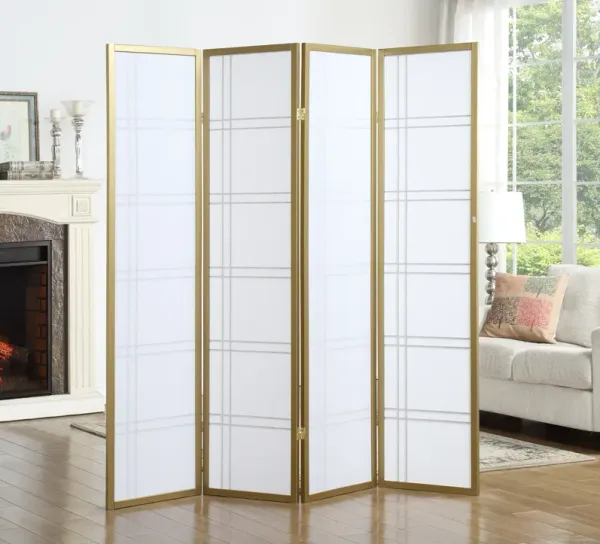 Streamdale Seto 4-Panel Room Divider Screen, Gold