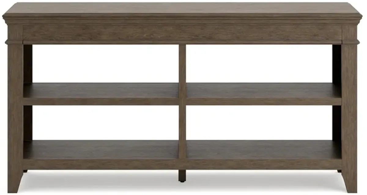 Vells 60 Inch Credenza Table, 2 Adjustable Shelves, Brushed Grayish Brown - Benzara