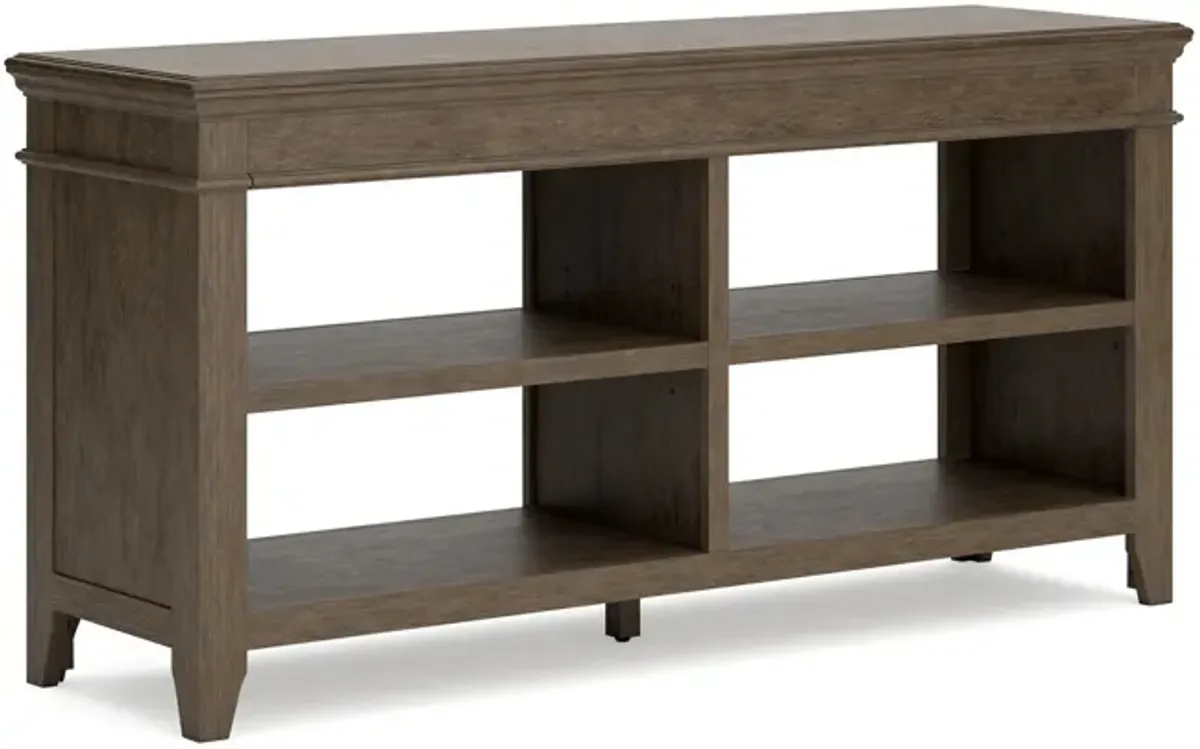 Vells 60 Inch Credenza Table, 2 Adjustable Shelves, Brushed Grayish Brown - Benzara