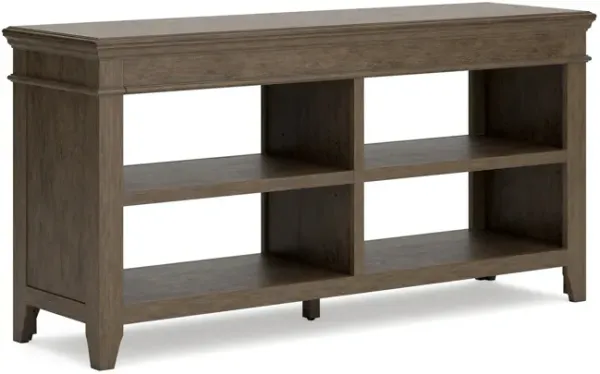 Vells 60 Inch Credenza Table, 2 Adjustable Shelves, Brushed Grayish Brown - Benzara