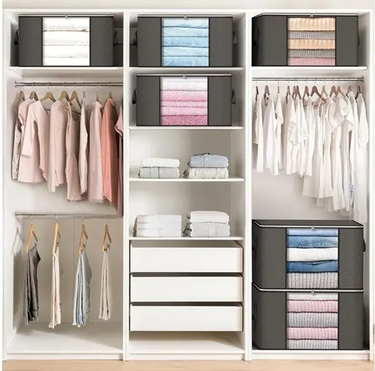 Budding Joy Foldable Closet Organizers Storage Containers 6 Pack