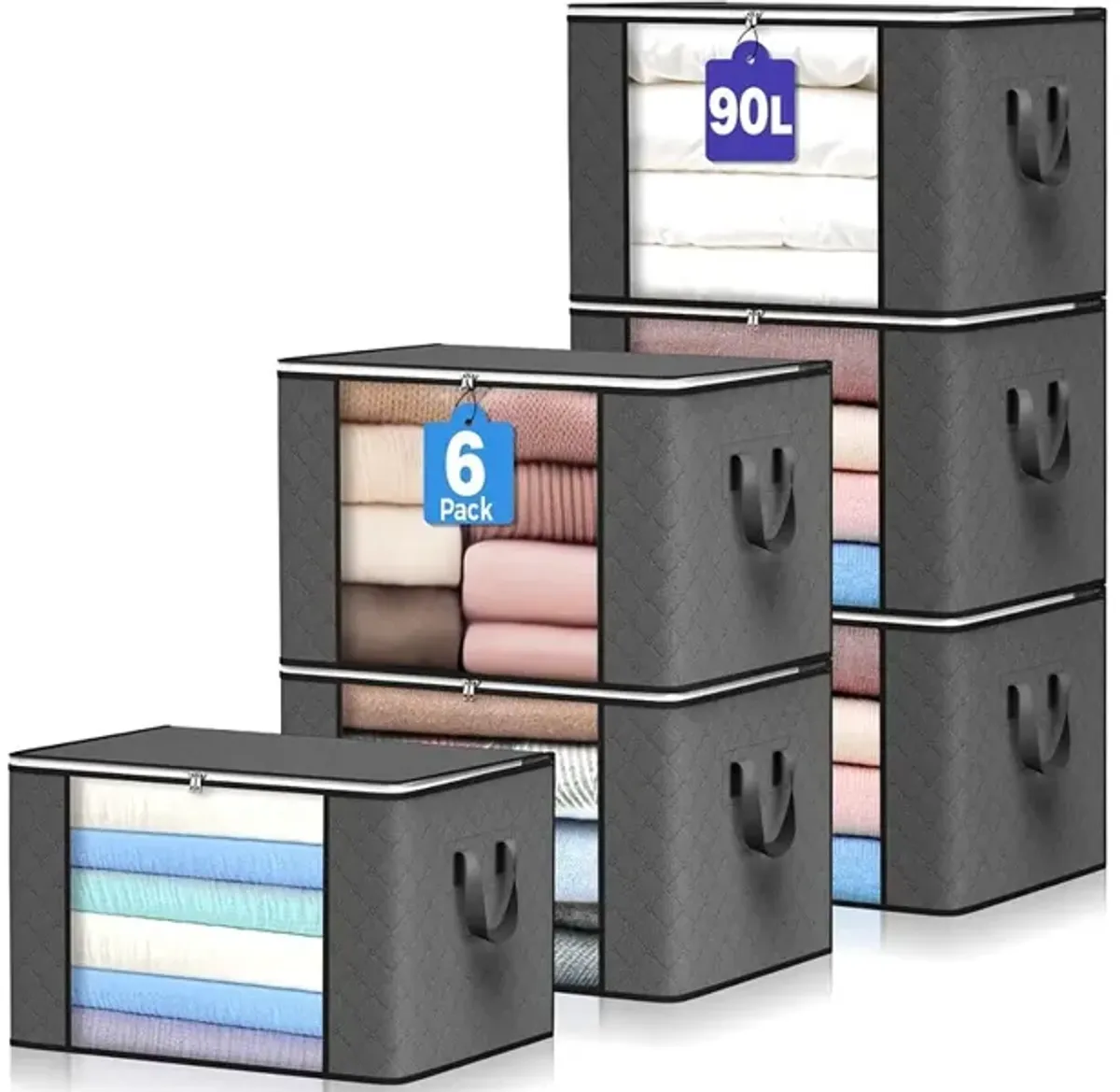 Budding Joy Foldable Closet Organizers Storage Containers 6 Pack