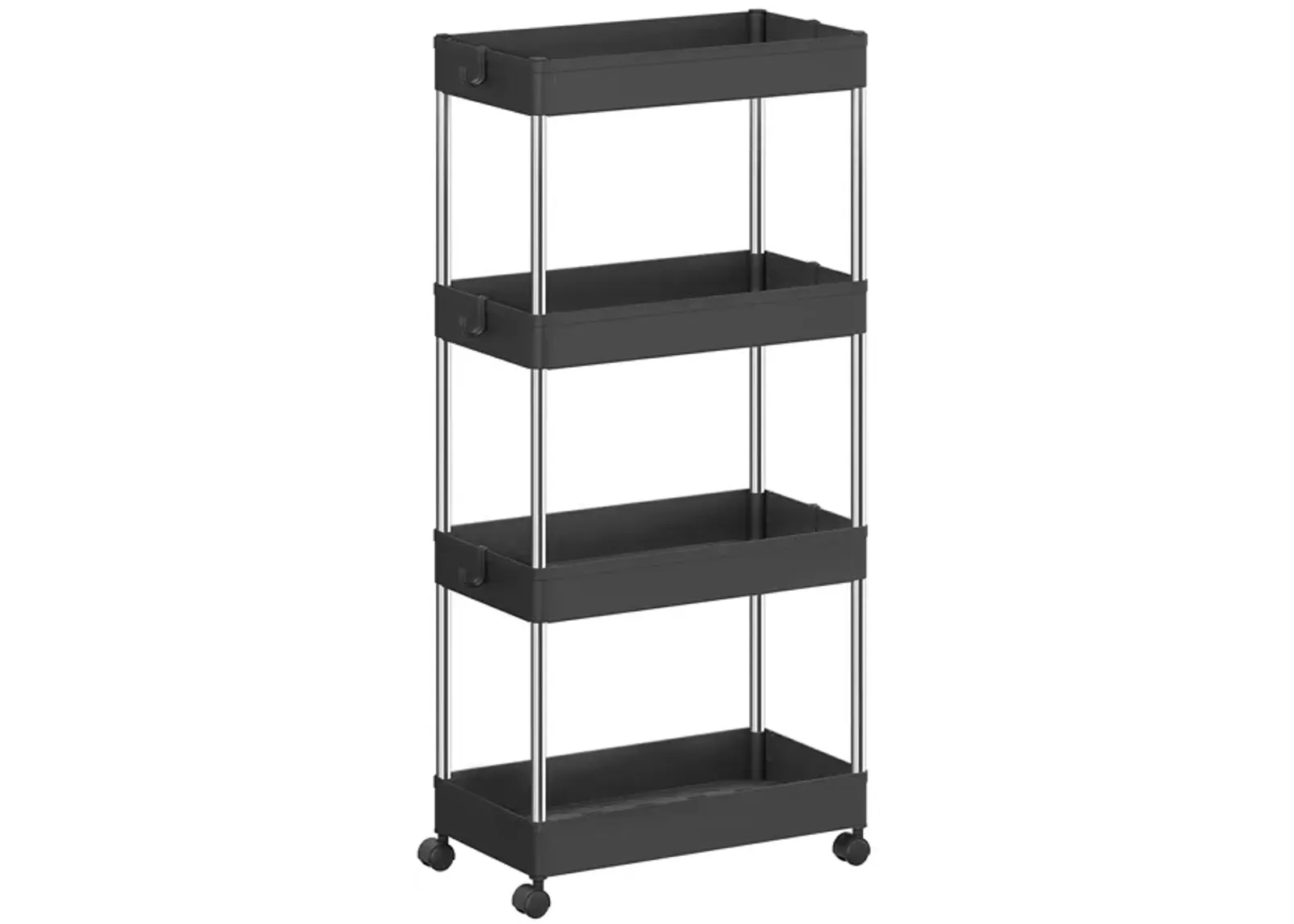 Slim 4-Tier Slide-Out Storage Cart on Wheels - Compact Rolling Organizer