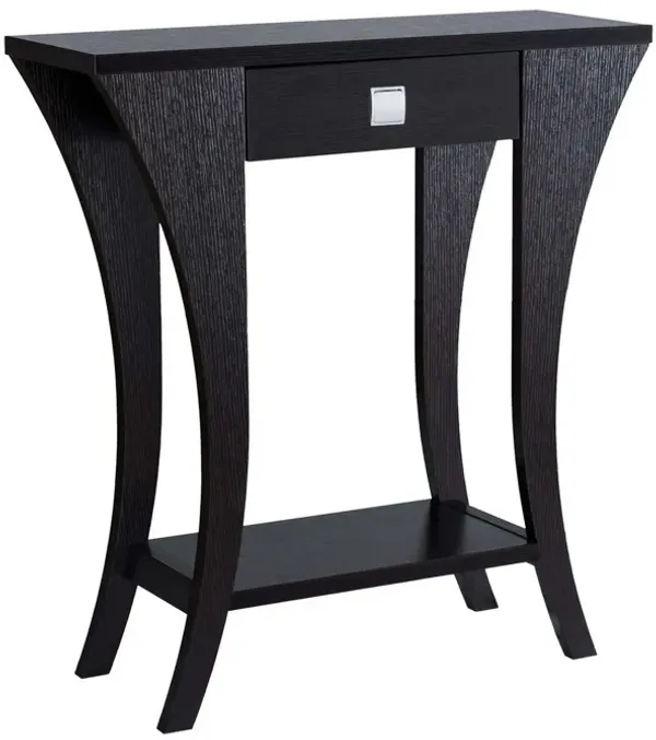 Sofa Console Table, 34 Inch, 1 Drawer, Curved Legs, Red Cocoa Brown