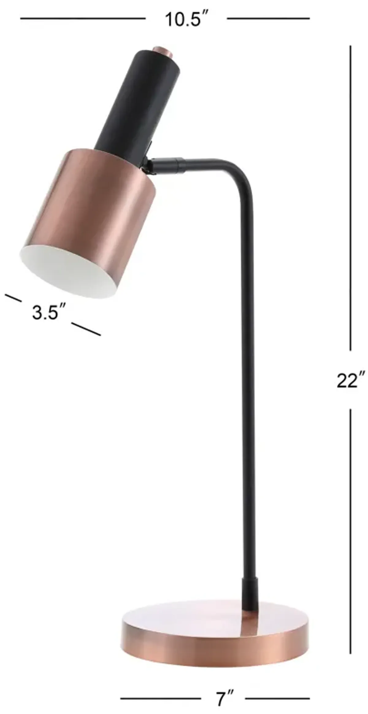 Brady 22" Metal LED Task Table Lamp, Copper/Black