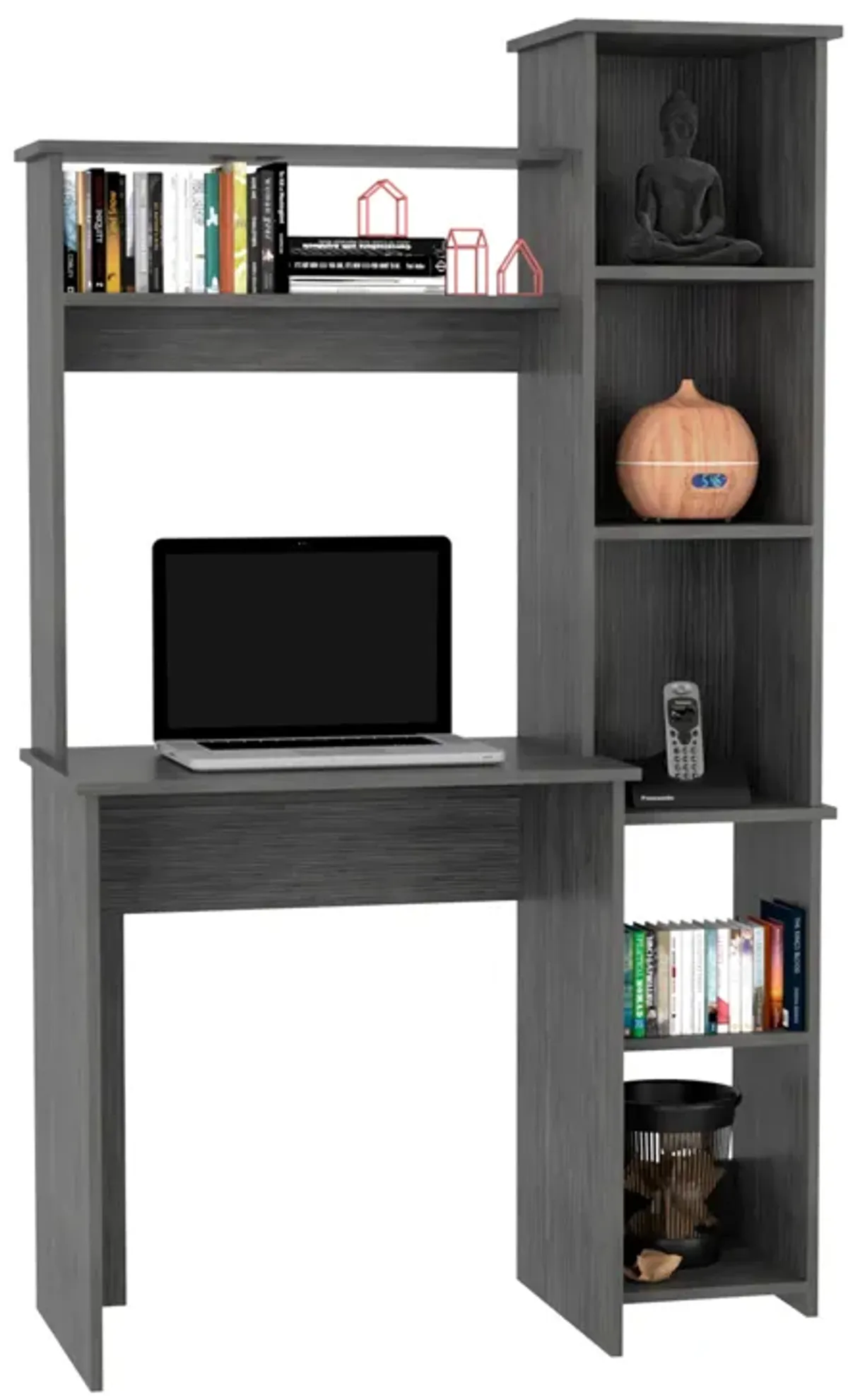 Versalles Writintg Desk, Two Superior Shelves, Bookshelf -Smokey Oak