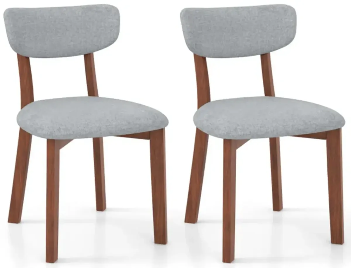 Hivvago Dining Chairs Set of 2 Upholstered Mid-Back Chairs with Solid Rubber Wood Frame