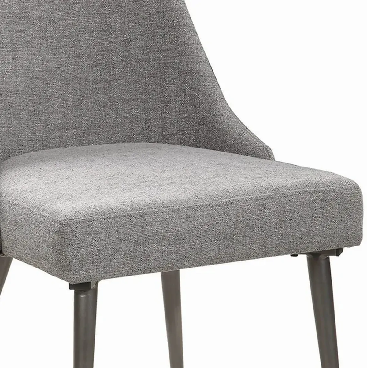 Textured Fabric Upholstered Metal Frame Dining Chair, Set of 2, Gray-Benzara