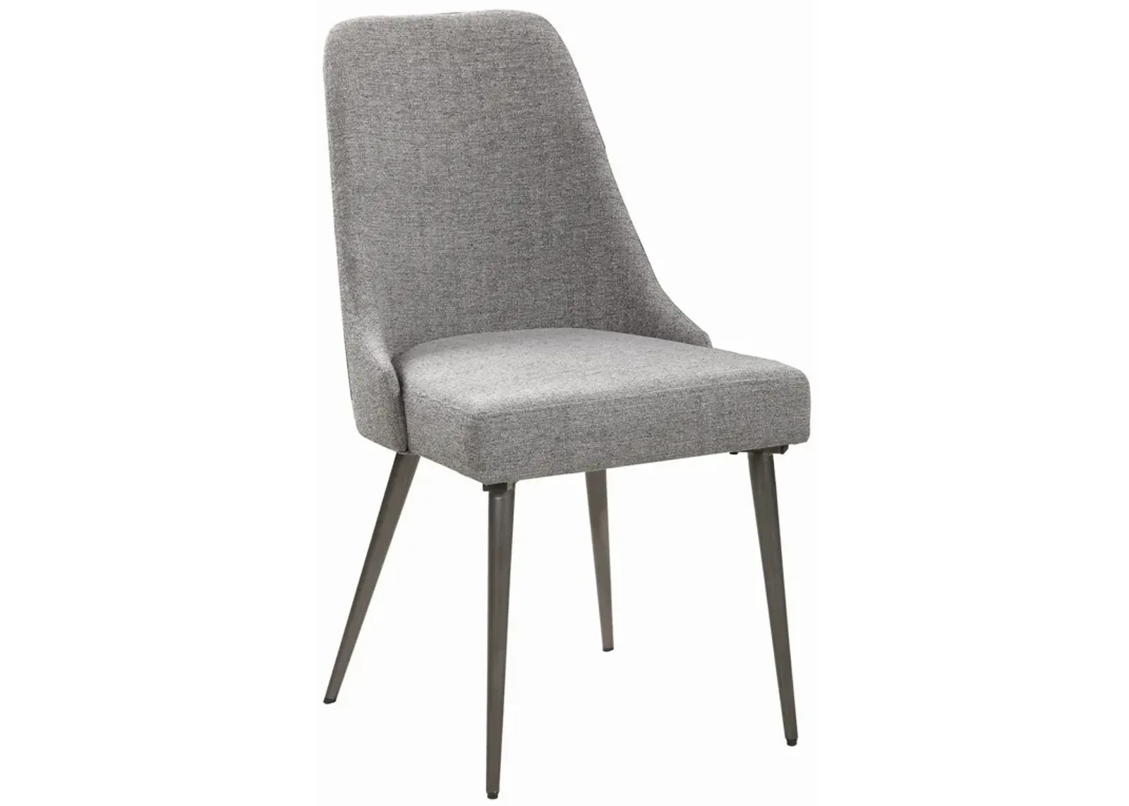 Textured Fabric Upholstered Metal Frame Dining Chair, Set of 2, Gray-Benzara