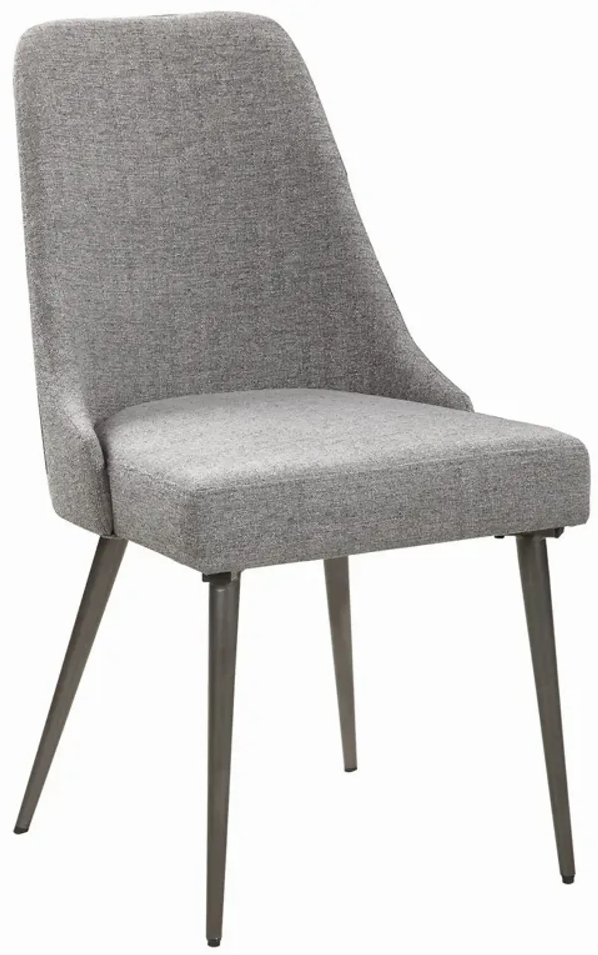 Textured Fabric Upholstered Metal Frame Dining Chair, Set of 2, Gray-Benzara