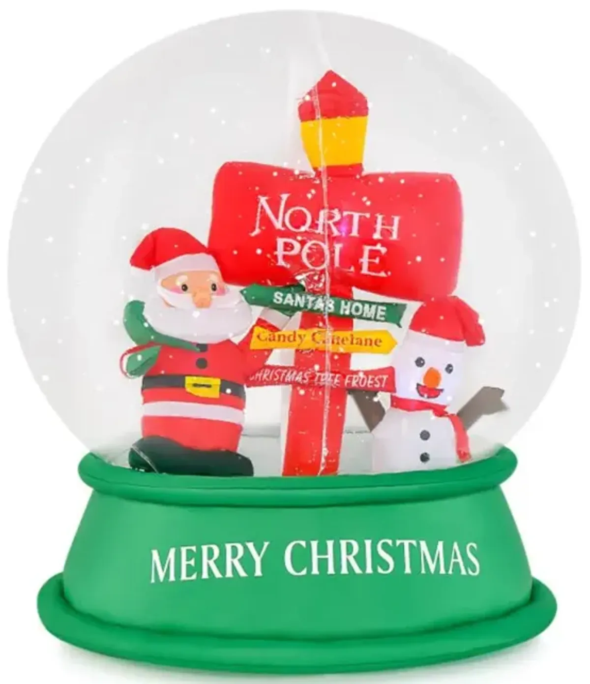 Hivvago 4 Feet Christmas Inflatable Snow Globe with Santa Snowman Road Sign