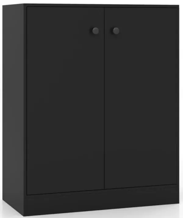 Hivvago 2-Door Modern Floor Storage Cabinet with 3-Tier Shelf-Black