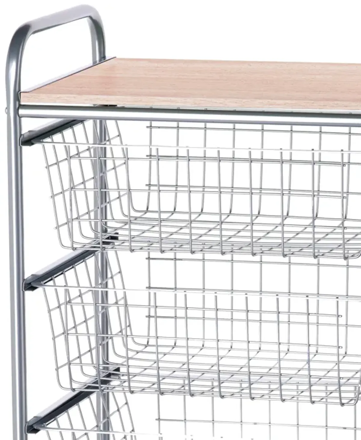 Rolling kitchen storage cart, 5-Tier Utility Cart, Metal, BEECH. Aluminium - Beech Colors