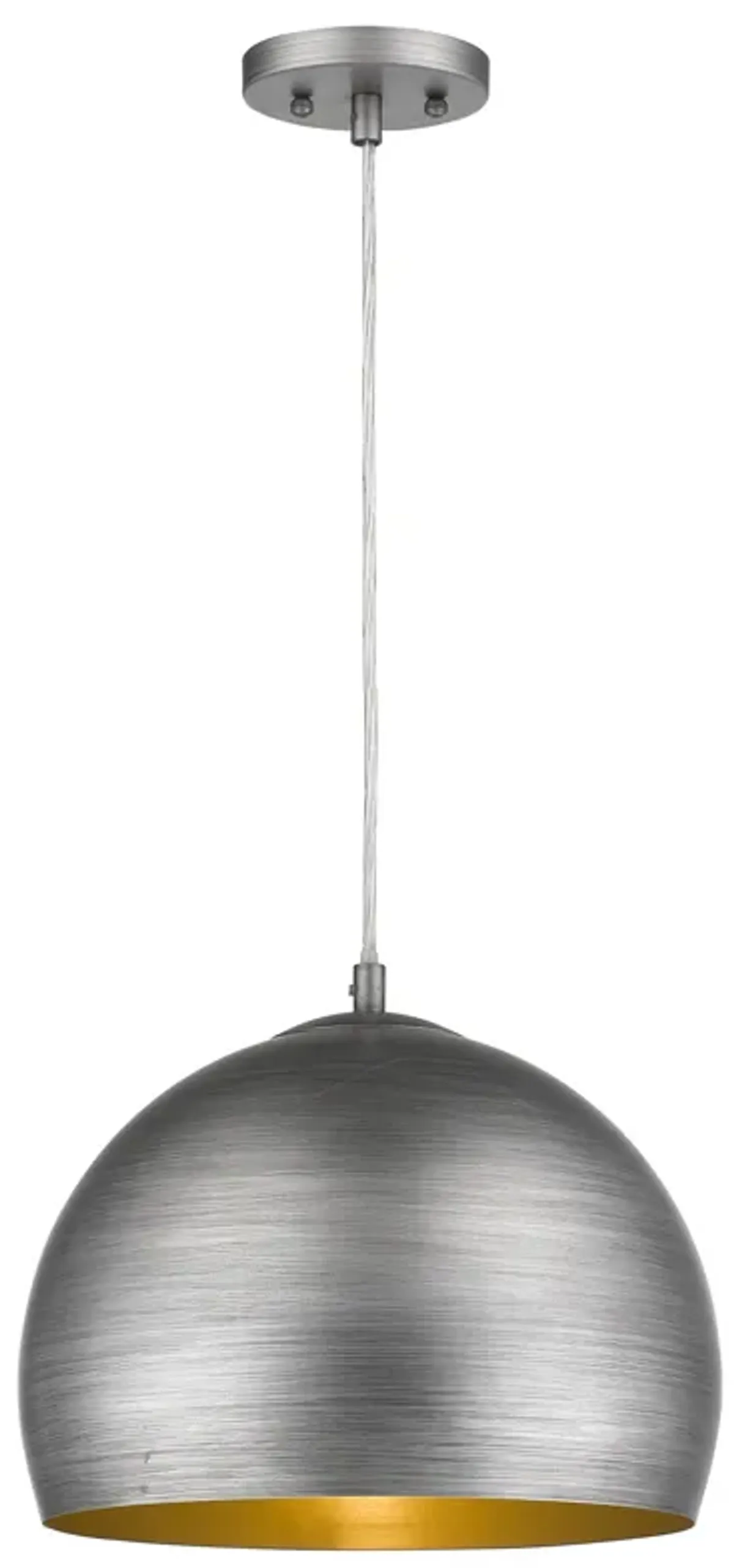 Hivvago Latitude 1-Light Hand Painted Weathered Pewter Pendant With Gold Interior Shade (13.75")