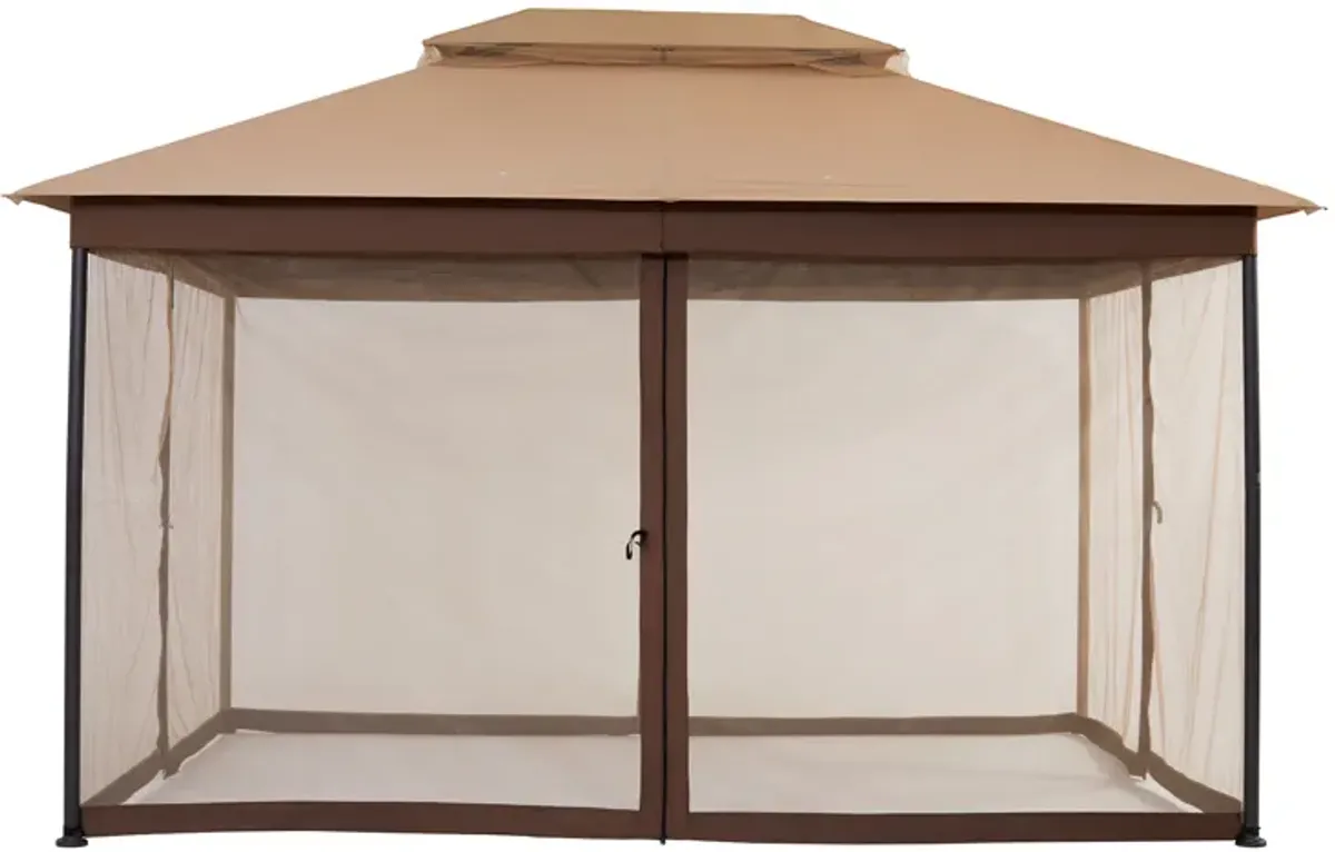 MONDAWE 10 x 13 ft Soft Top Outdoor Patio Gazebo Tent Canopy with Included Mosquito Netting Ventilated Double Roof, Beige