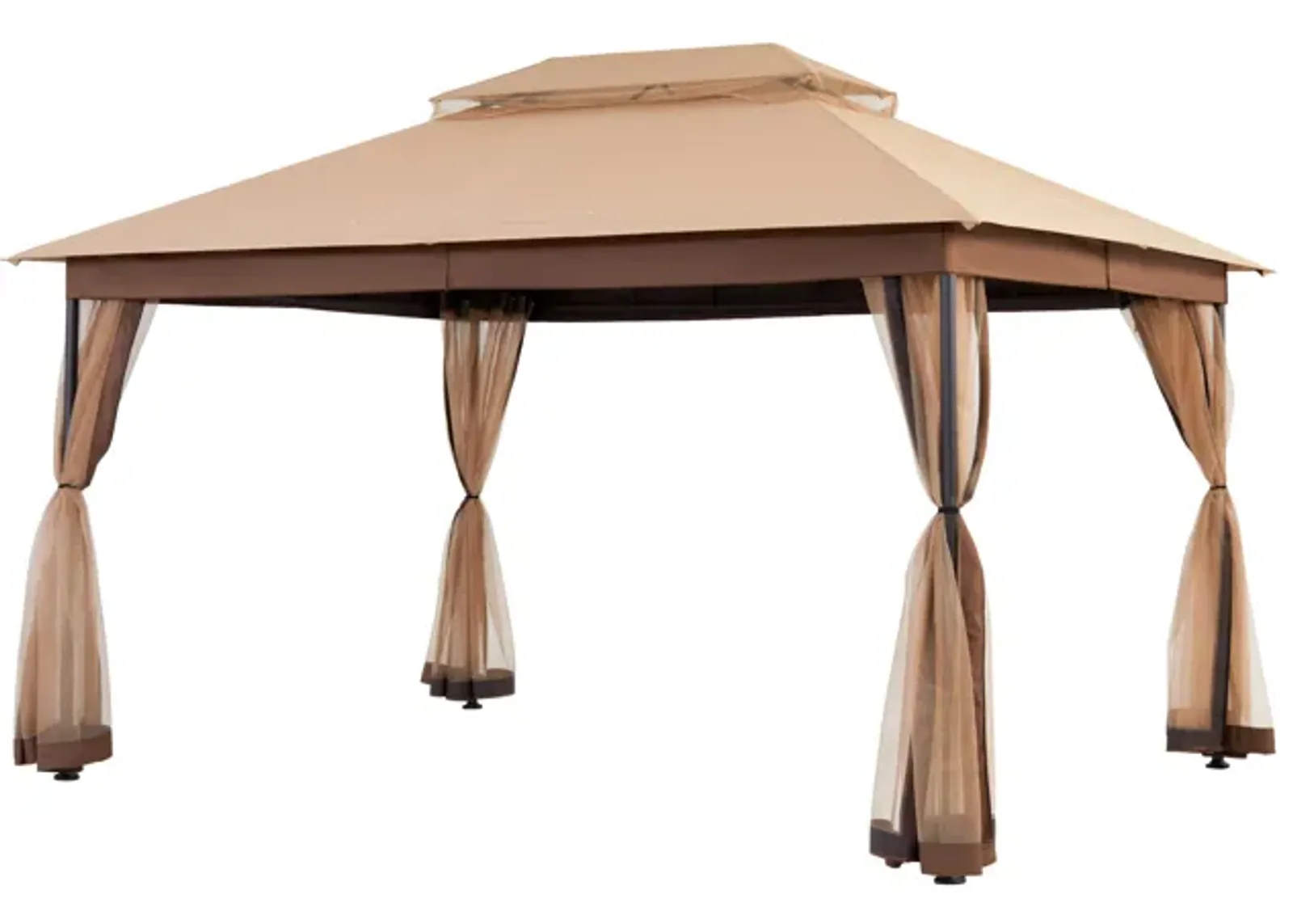 MONDAWE 10 x 13 ft Soft Top Outdoor Patio Gazebo Tent Canopy with Included Mosquito Netting Ventilated Double Roof, Beige