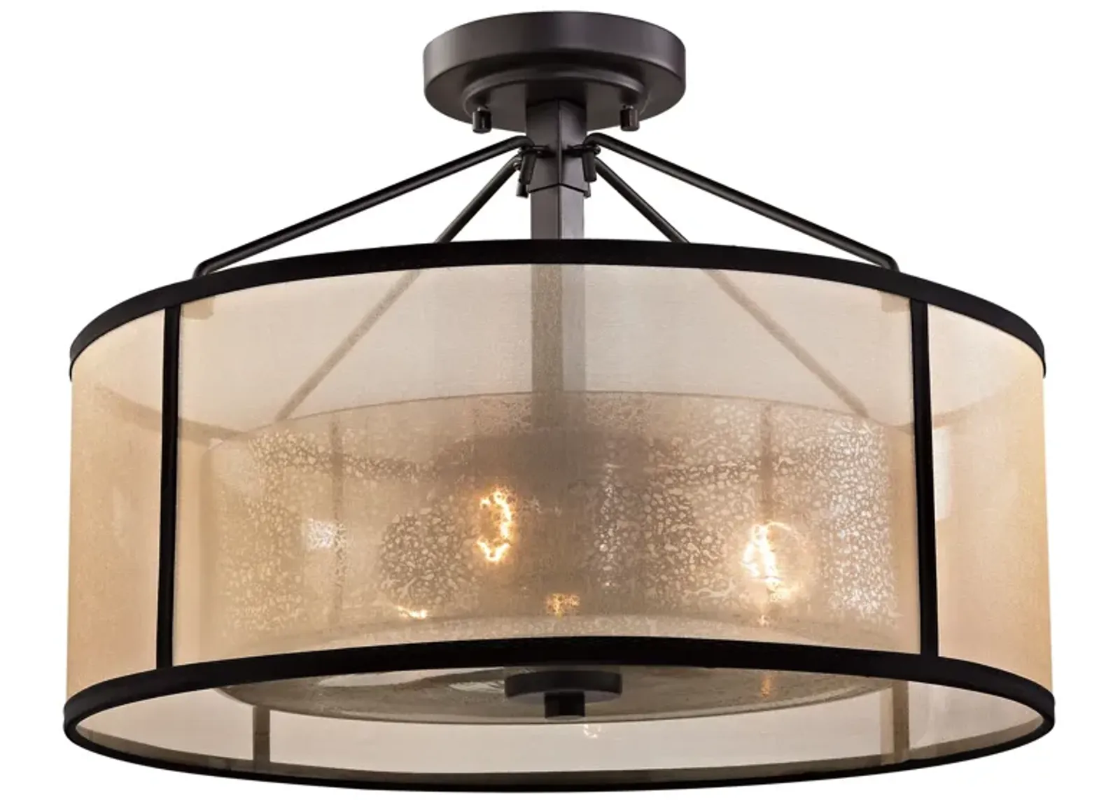 Diffusion 18'' Wide 3-Light Bronze Semi Flush Mount