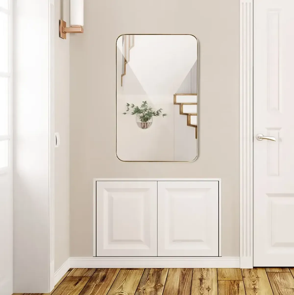 32" x 20" Metal Frame Wall-Mounted Rectangle Mirror