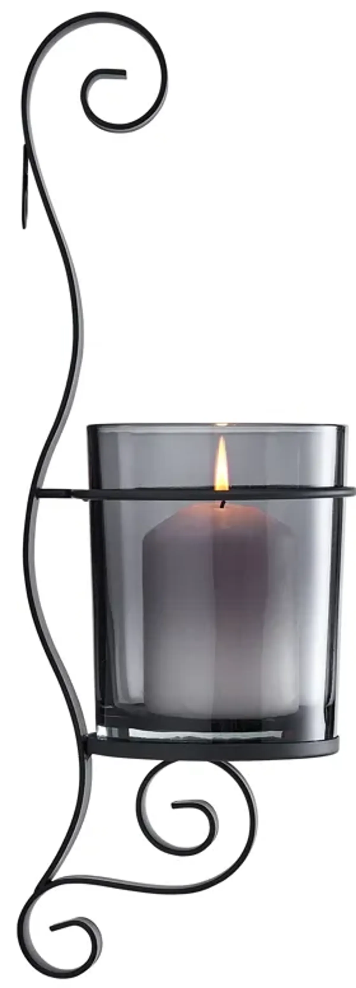 Danya B. Vintage Black Wall Sconce Candle Holder Set (2) with Smoke Glass Hurricanes