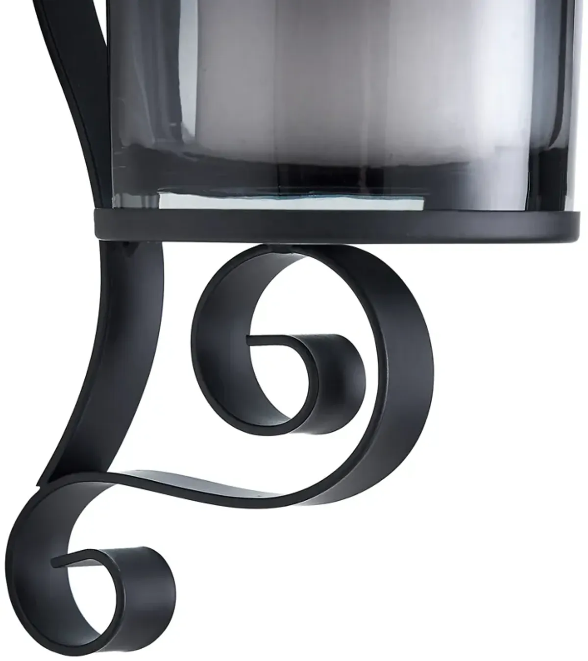 Danya B. Vintage Black Wall Sconce Candle Holder Set (2) with Smoke Glass Hurricanes