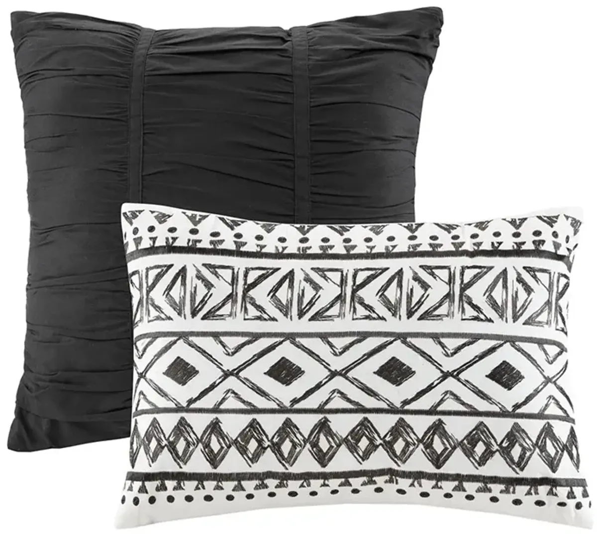 Gracie Mills Caelius Modern 7-Piece Reversible Cotton Quilt Set with Euro Shams and Throw Pillows