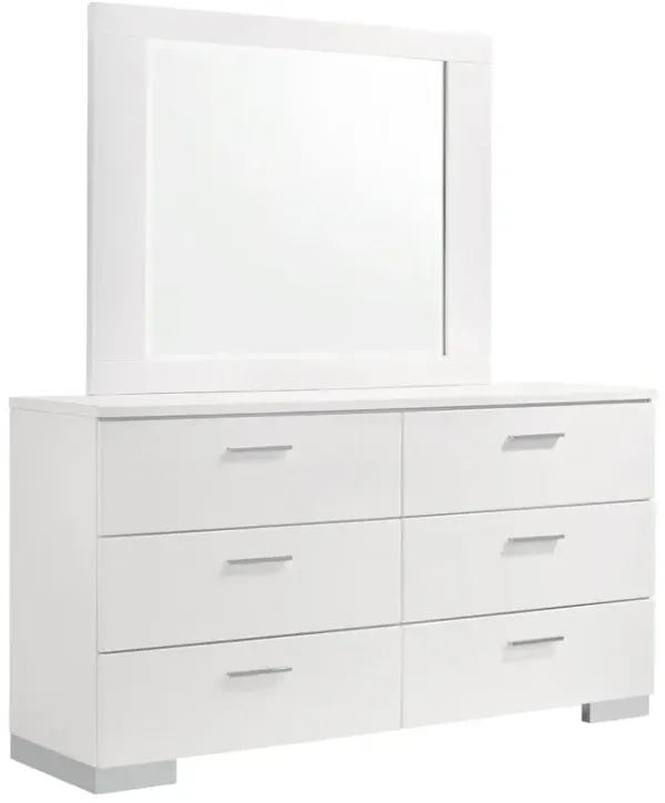 Coaster Co. of America Felicity 6-drawer Wood Dresser with Mirror White High Gloss