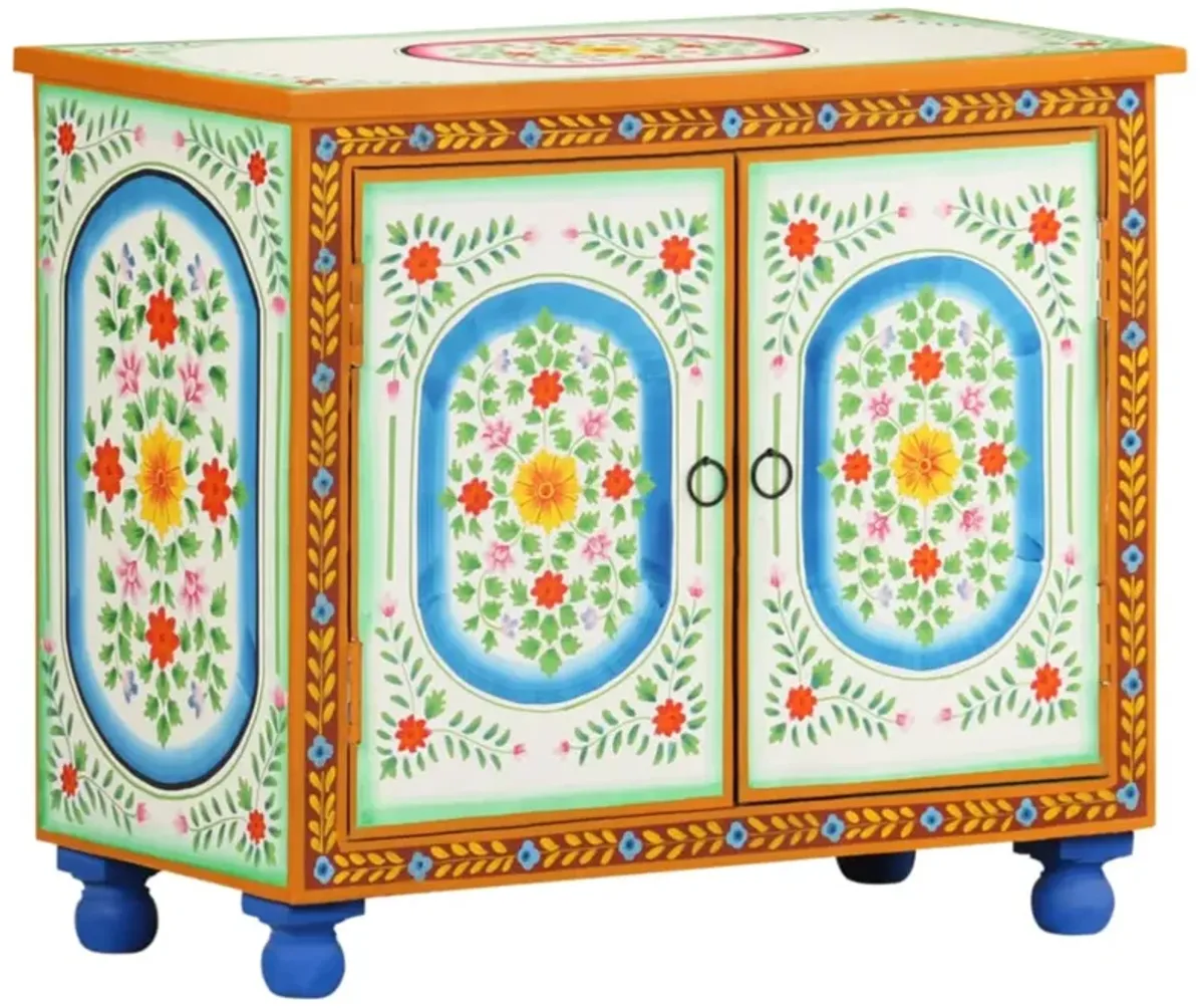 vidaXL Hand Painted Sideboard 27.6"x13.8"x23.6" Solid Mango Wood