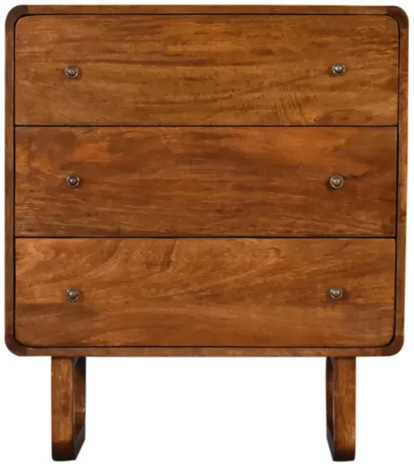 Solid Wood 3 Drawer U-Curved Chestnut Chest