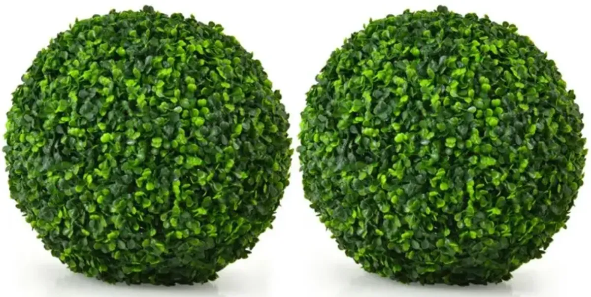 Hivvago 2 Pieces Artificial Topiary Balls Faux Boxwood Ball Plants