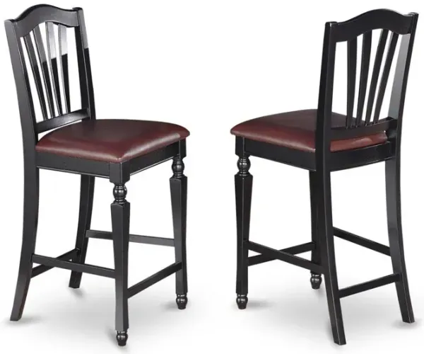 Chelsea Stools with FAUX LEATHER upholstered seat, 24" seat height, Set of 2