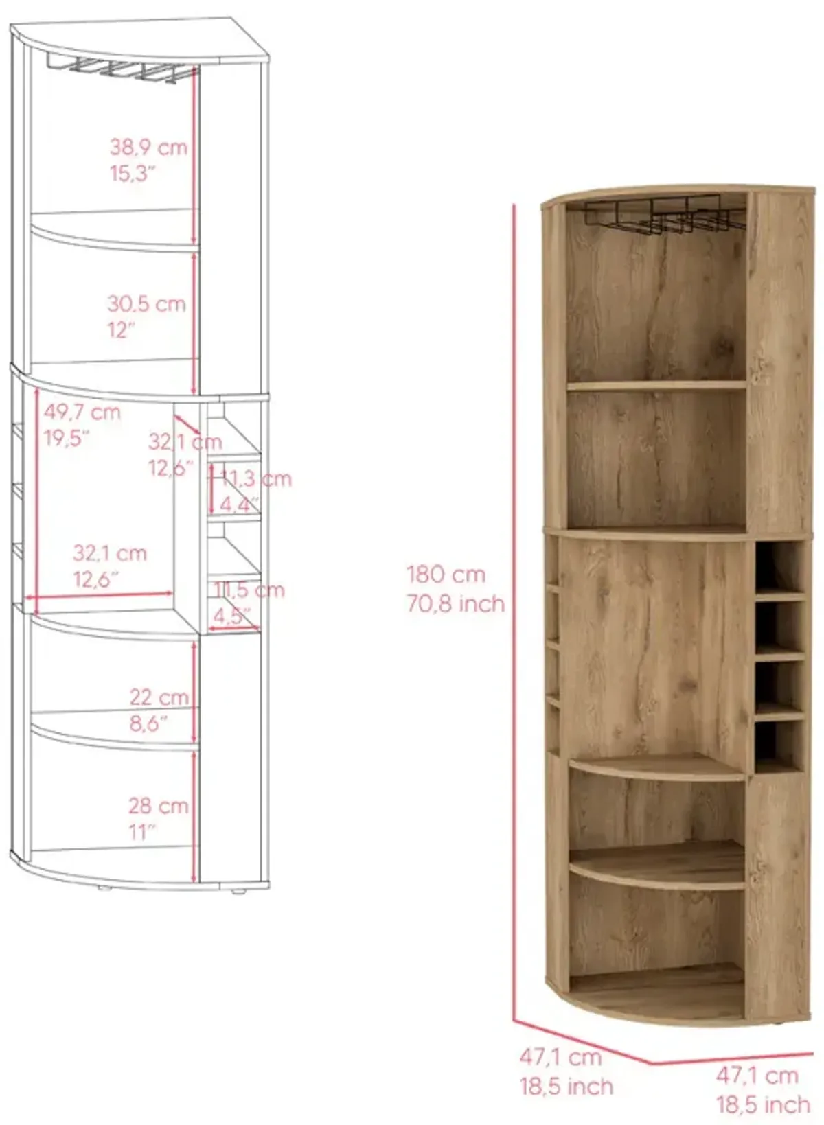 Bar Cabinet Jansen, Living Room, Macadamia