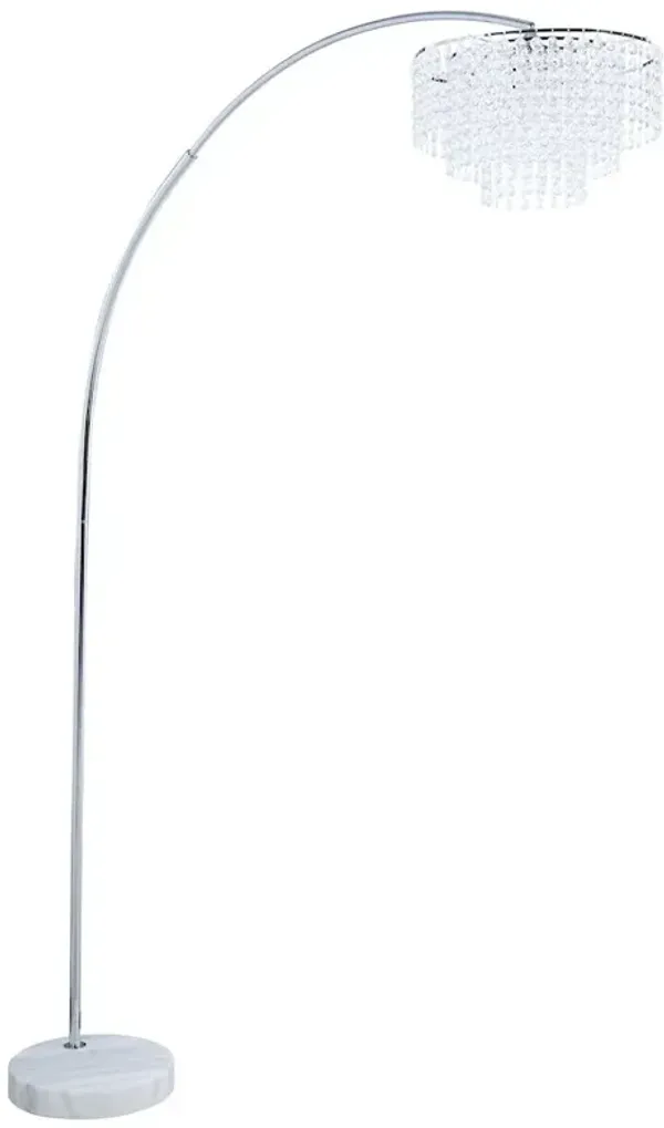 Shirley 86-inch Hanging Crystal Arc Metal Floor Lamp Chrome