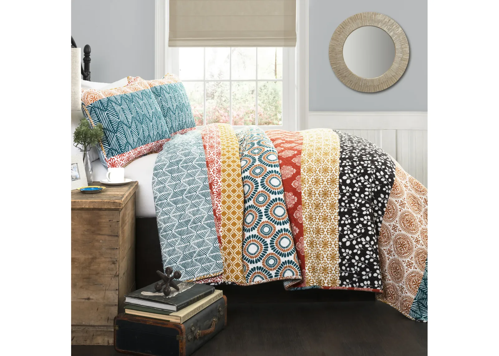 Bohemian Stripe Quilt 3Pc Set