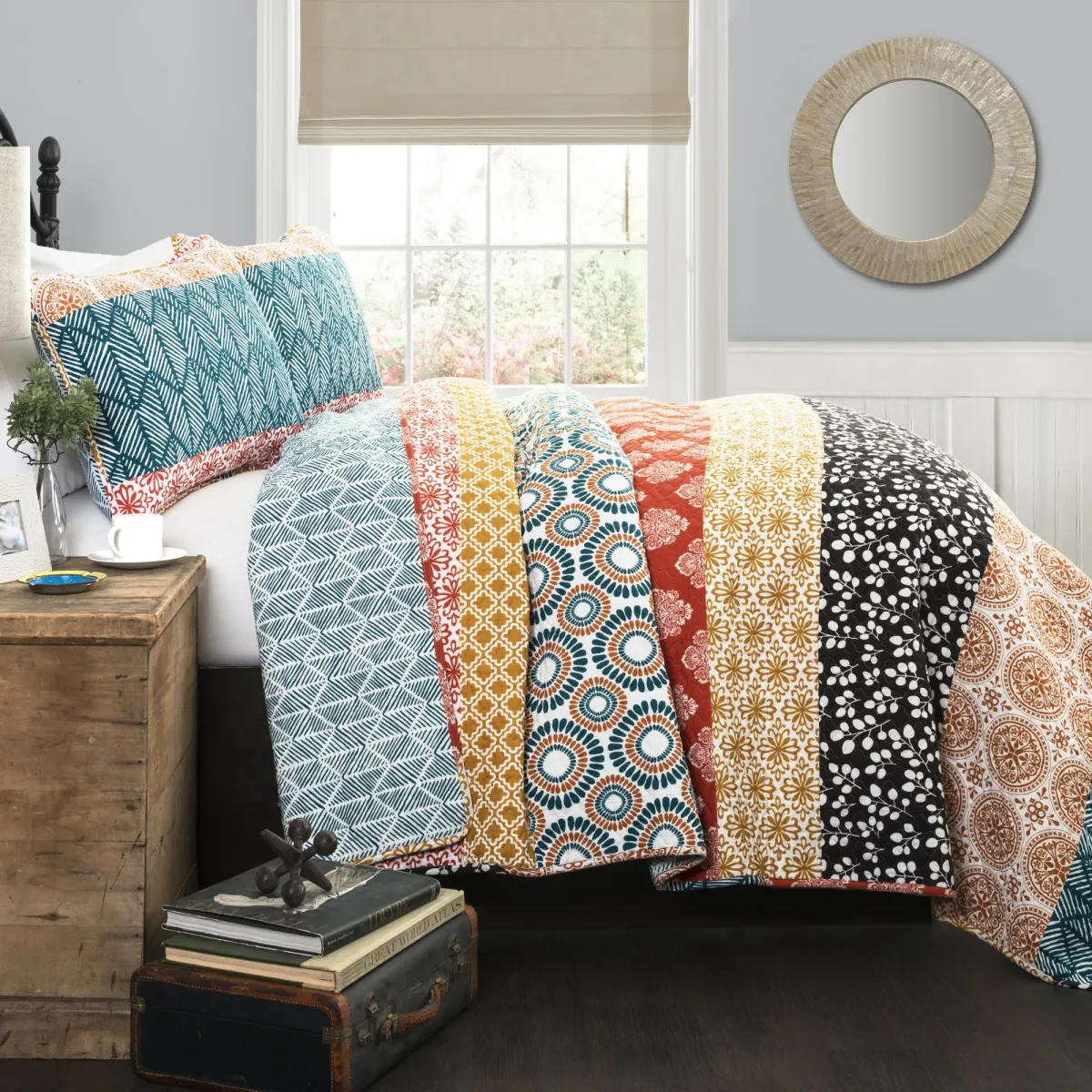 Bohemian Stripe Quilt 3Pc Set