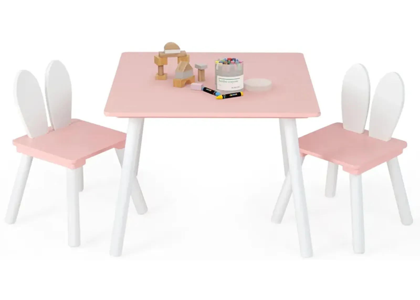 3 Pieces Kids Table and Chairs Set for Arts Crafts Snack Time