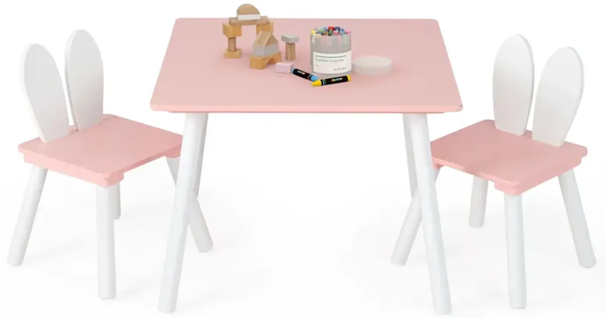 3 Pieces Kids Table and Chairs Set for Arts Crafts Snack Time