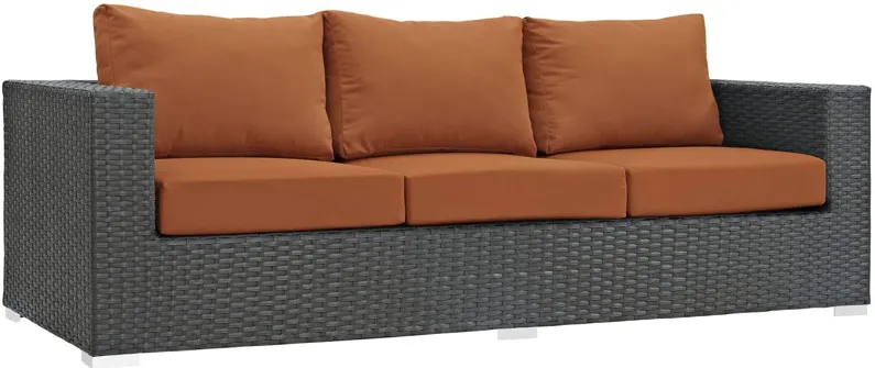 Sojourn Outdoor Patio Sofa - Sturdy & Versatile Seating with Sunbrella Cushions, UV Protection & Aluminum Frame. Perfect for Patio, Backyard, Poolside.