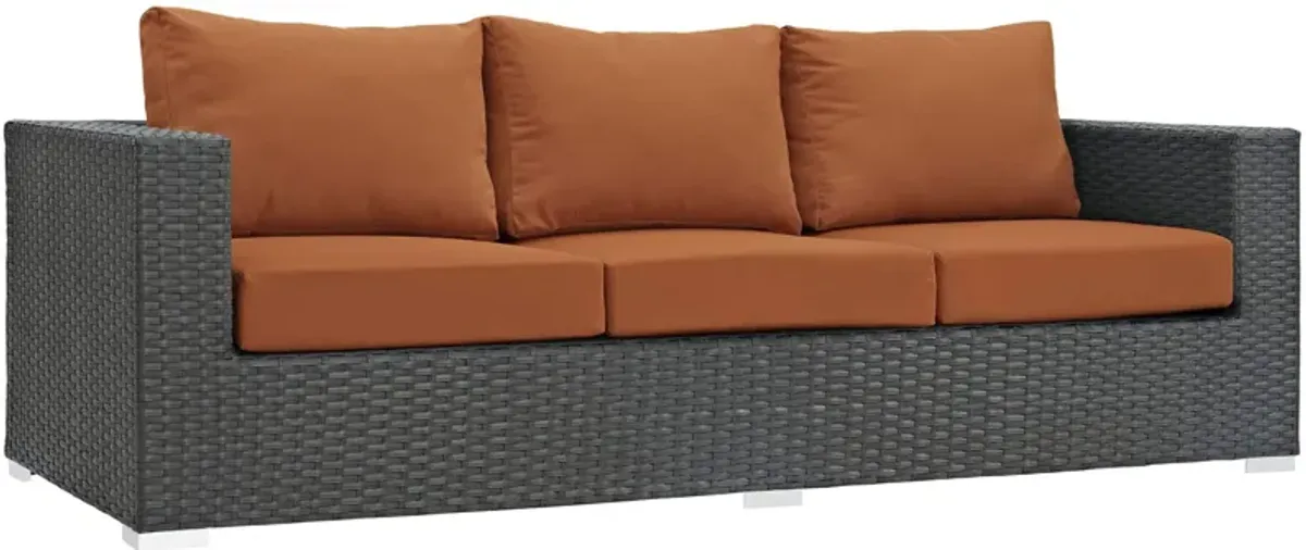 Sojourn Outdoor Patio Sofa - Sturdy & Versatile Seating with Sunbrella Cushions, UV Protection & Aluminum Frame. Perfect for Patio, Backyard, Poolside.