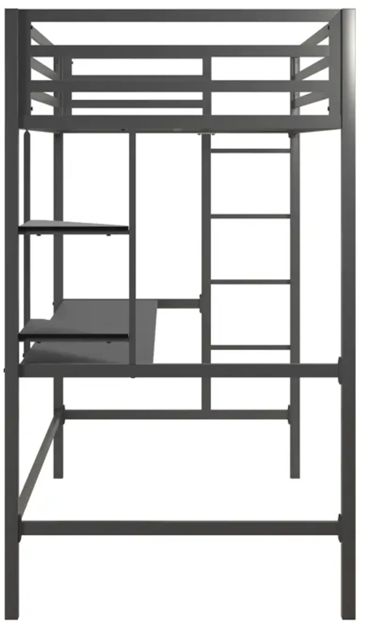 Novogratz Maxwell Metal Loft Bed with Desk & Shelves