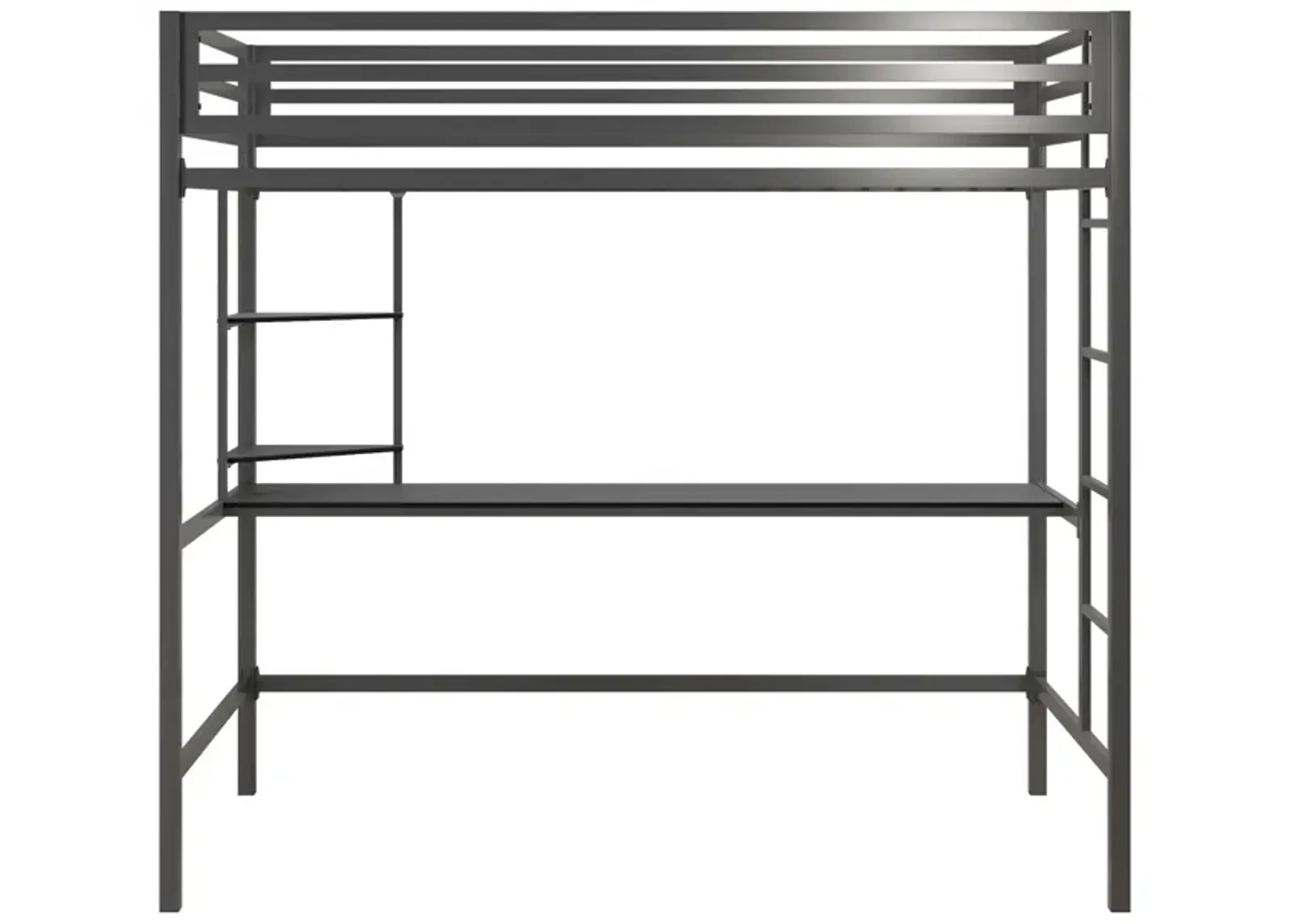 Maxwell Metal Loft Bed with Desk & Shelves