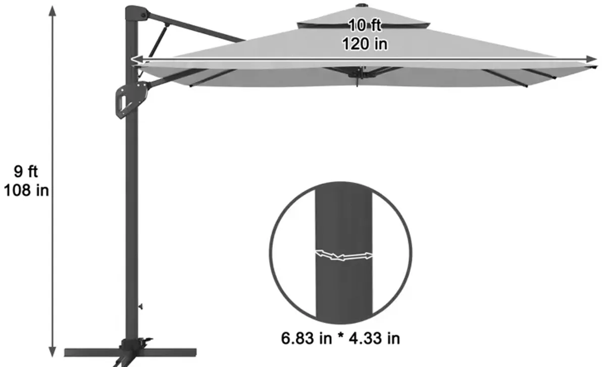 MONDAWE 10 ft. Square Offset Cantilever Outdoor Patio Umbrella