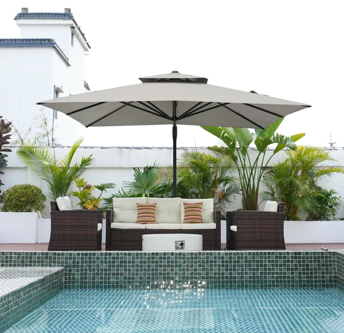 MONDAWE 10 ft. Square Offset Cantilever Outdoor Patio Umbrella