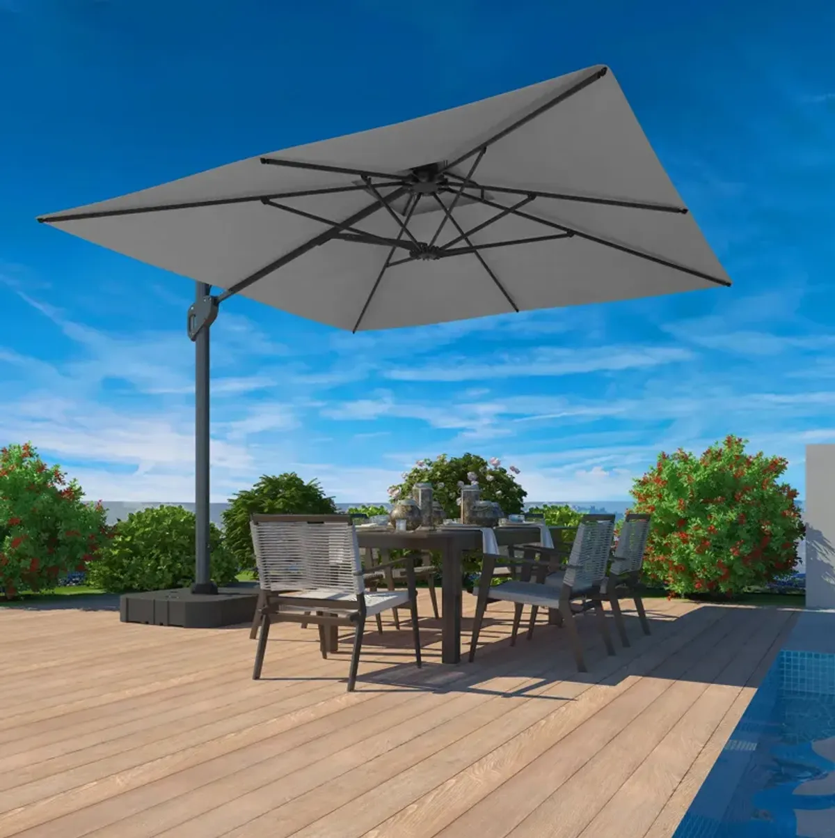 MONDAWE 10 ft. Square Offset Cantilever Outdoor Patio Umbrella